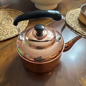 Copper Tea Kettle with Black Handle